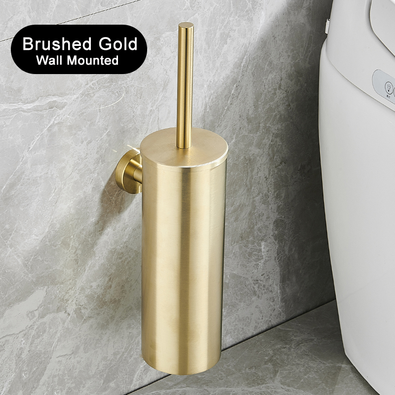 Black Toilet Brush, Wall Mounted Stainless Steel Bathroom Toilet Brush Holder, WC Cleaner Accessories