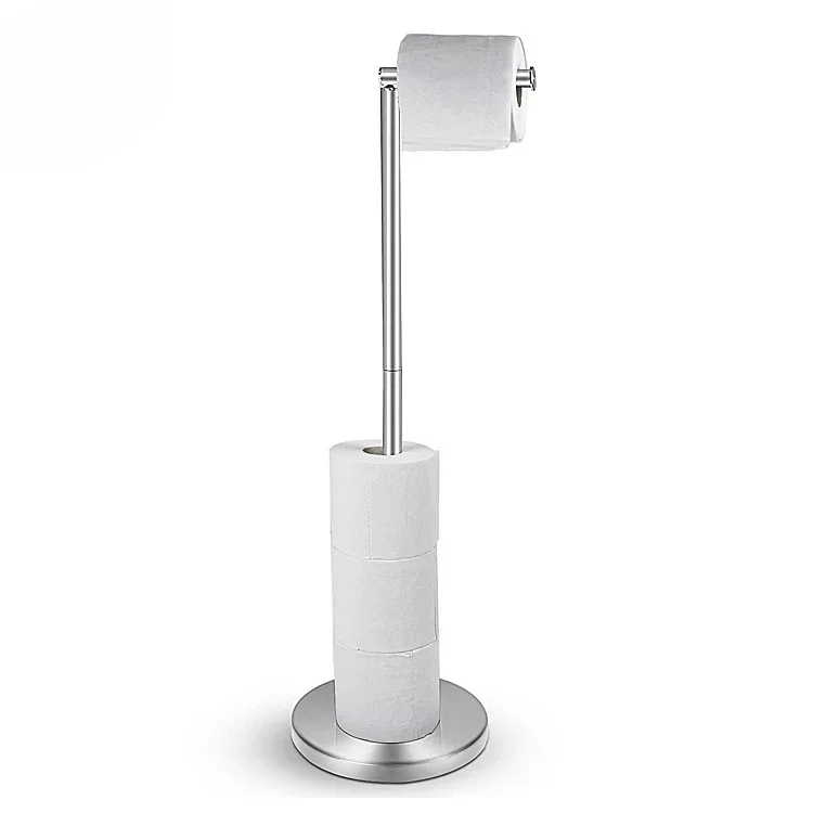 Single Pole Paper Towel Holder Bathroom Stainless Steel Floor Mounted Toilet Paper Holder Kitchen Floor Shelf Bathroom