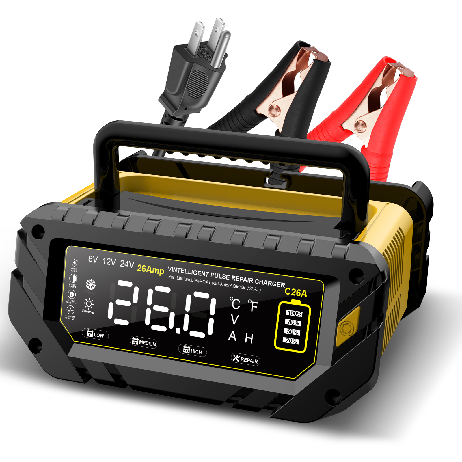 Smart Car Battery Charger for Lithium Lead Acid AGM GEL Automatic Motorcycle Charger