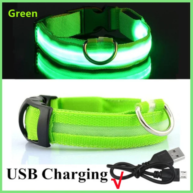 Adjustable LED Glowing Dog Collar Rechargeable Flashing Luminous Anti-Lost Night Light Harness For Small Dog Pet Product