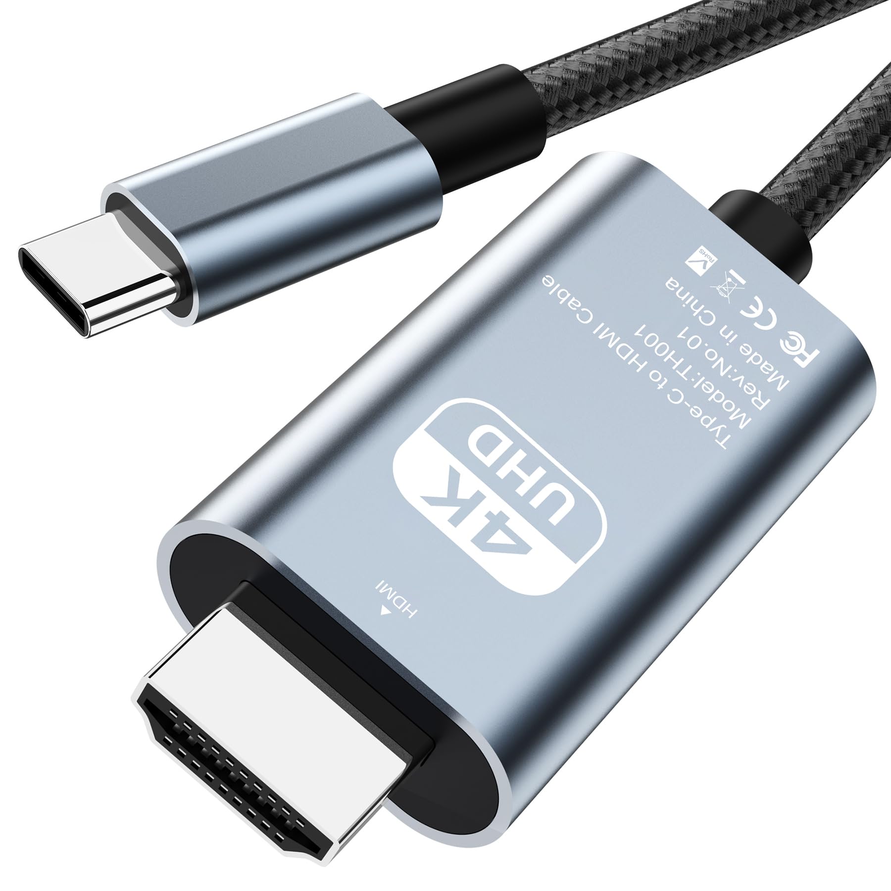 USB Type C HDMI Adapter MHL Cable HD Video Converter for MacBook HP Laptop Projector Monitor HDTV Braided Cord