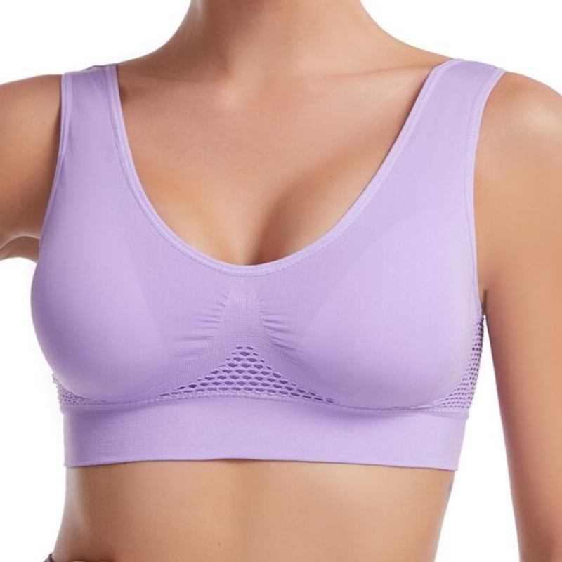 Hollow Out Plus Size Grid Air Holes Bra Women's Underwear Shock-proof Yoga Running Brassiere Without Underwire
