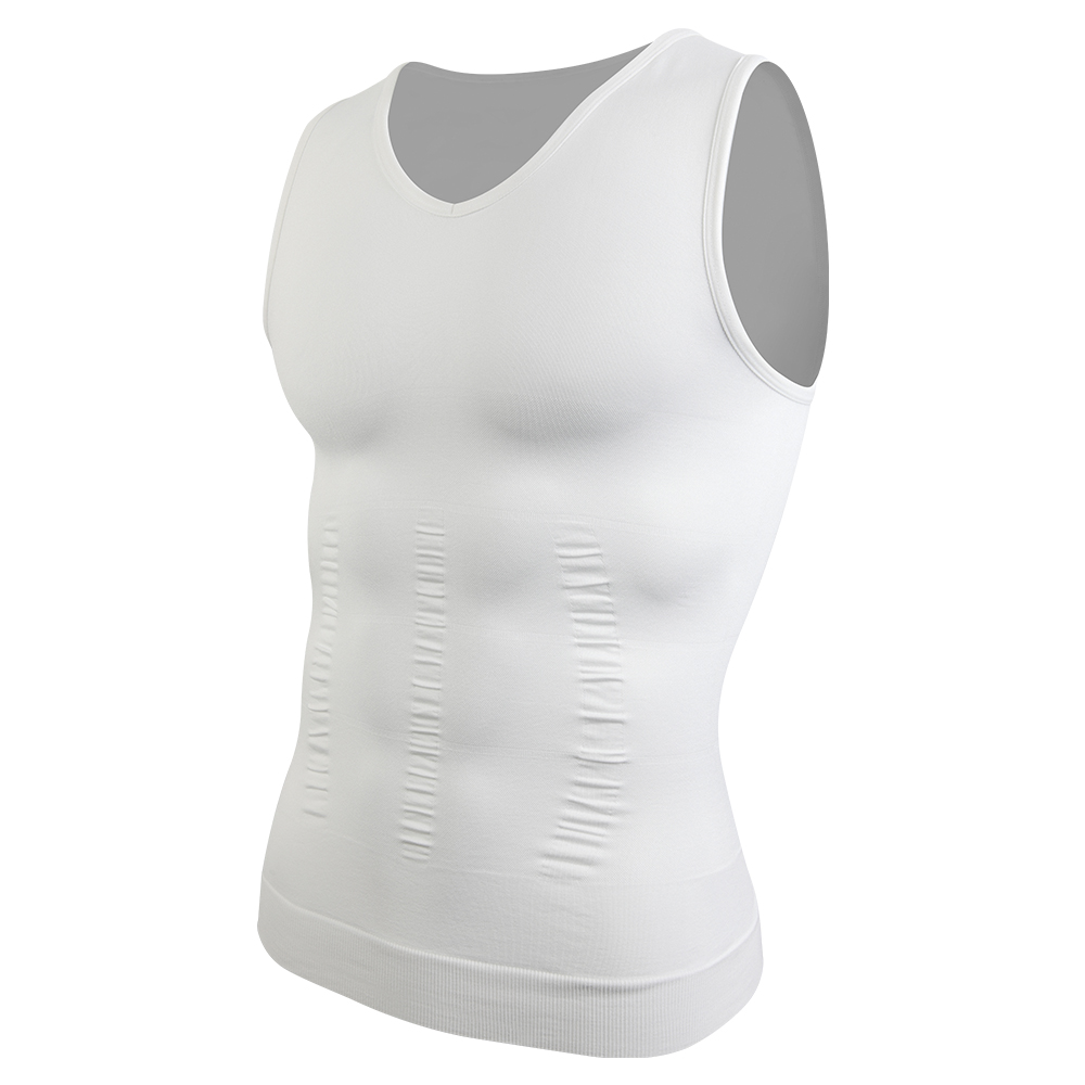 Men's Compression Slimming Shirt V Neck Body Shaper Muscle Tank Top Tummy Vest Shapewear
