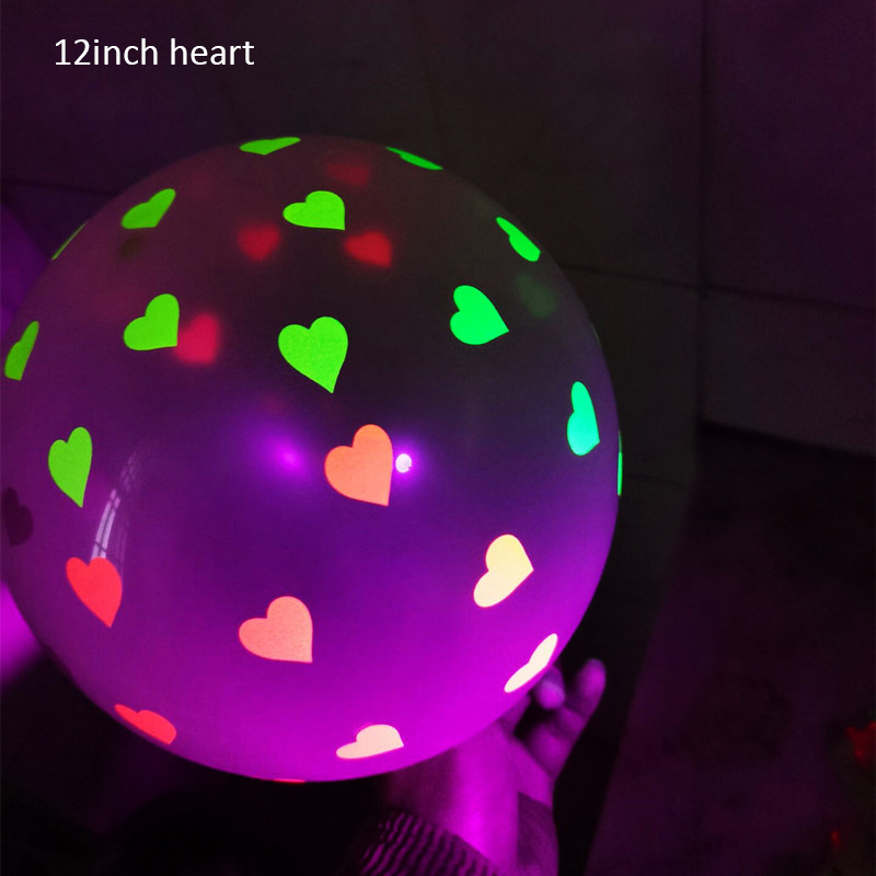 Glow In The Dark Fluorescent Latex Love Heart Balloon for Wedding and Birthday Party Decor