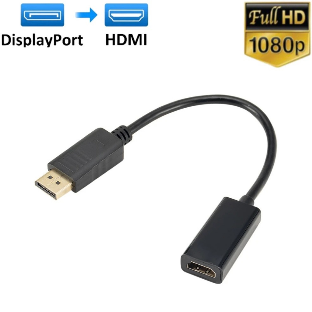 DP To HDMI Compatible Connector Adapter, Display Port Video Audio Cable For Monitor TV Laptop Tablet Projector