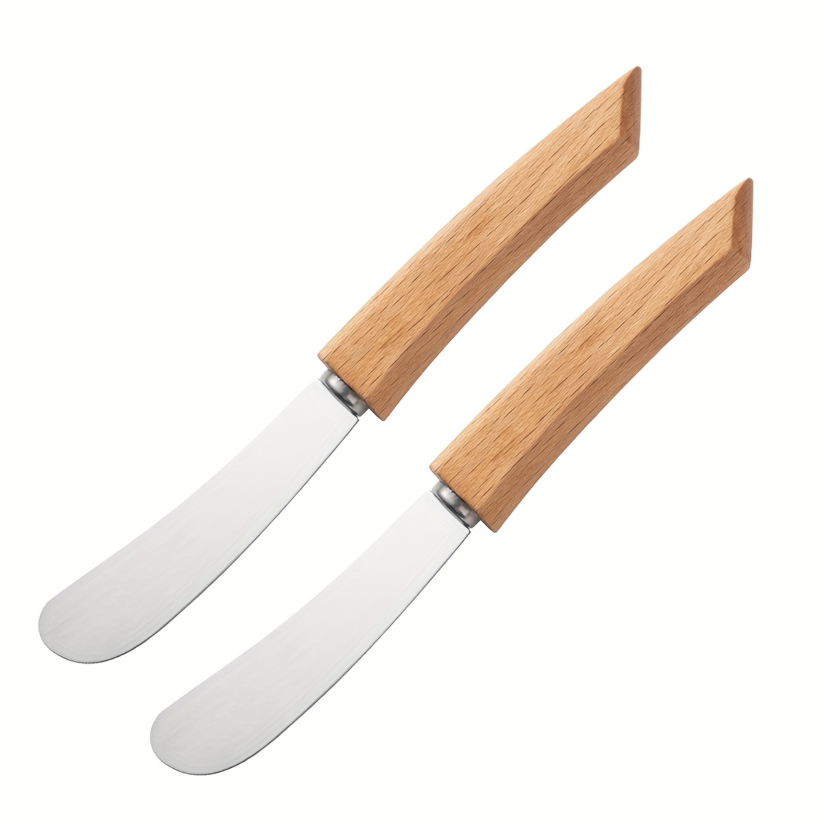 Wooden Long Handle Pastry Knife Stainless Steel Butter Knife for Bread Jam and Cream Scraping