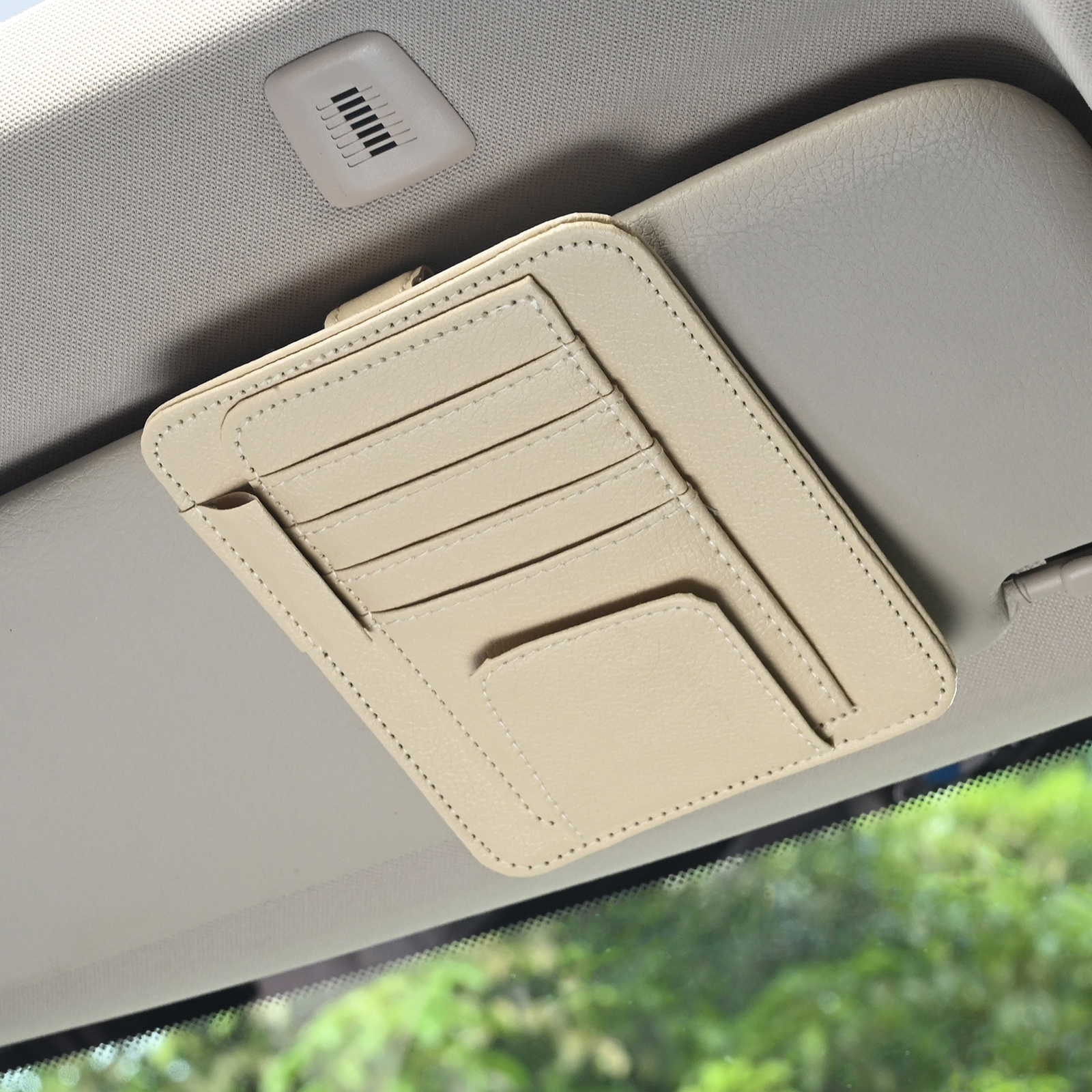 Multi-Pocket Car Sun Visor Organizer Storage Sunglasses Holder Business Card Management Auto Interior