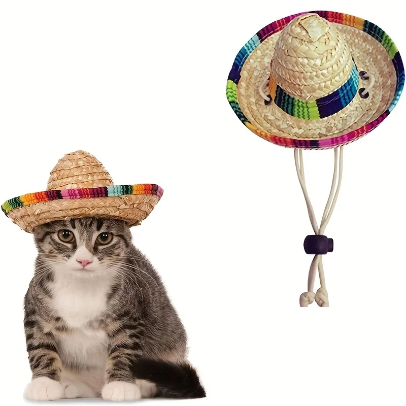 Fashionable Summer Pet Cat Hat, Adjustable Breathable Sun Protection for Cats and Dogs, Party Supplies Decoration
