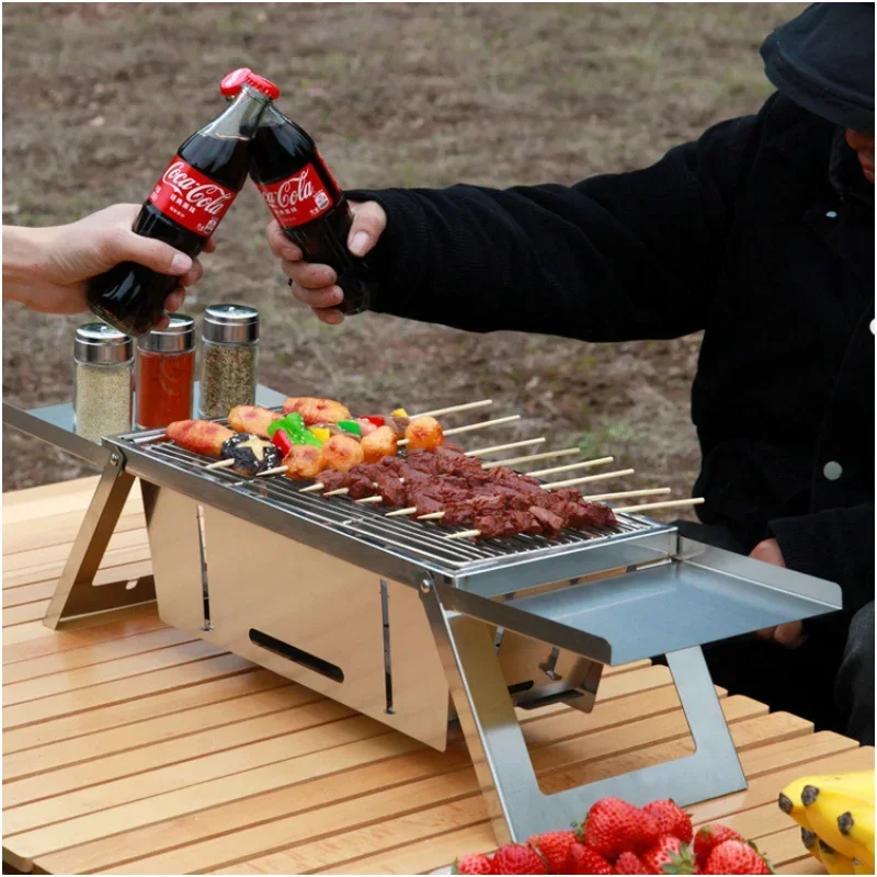 Stainless Steel Folding Barbecue Stove BBQ Skewer Rack | Inspire Uplift