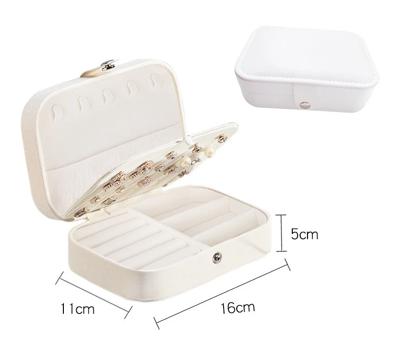 Leather Travel Jewelry Case Portable Jewelry Box Organizer Zipper Storage Jewelry Display Case