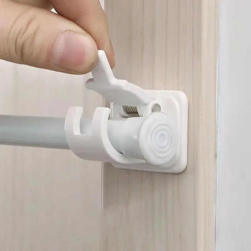 Self Adhesive Curtain Rod Clip Adjustable Clamp Hook Wall Bracket Holder Nail-Free Wall Hanging Clip