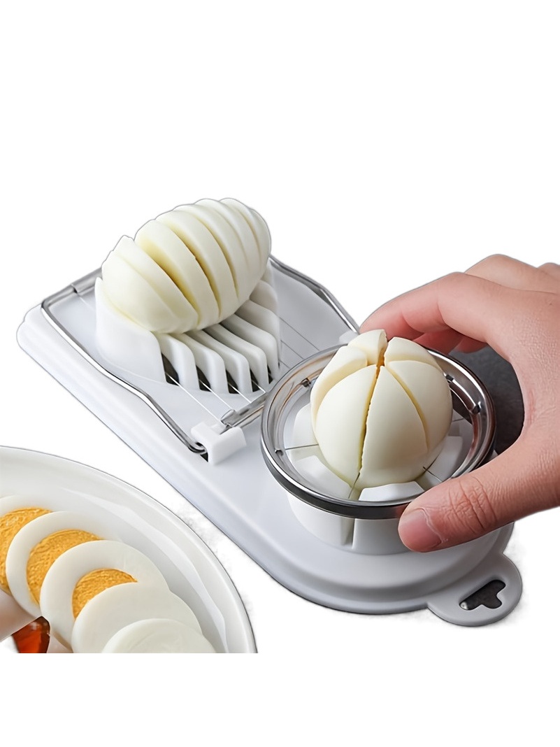 Stainless Steel Multifunctional Egg Slicer Fancy Splitter Two in One Egg Cutter Kitchen Gadget Egg Cutting Tool