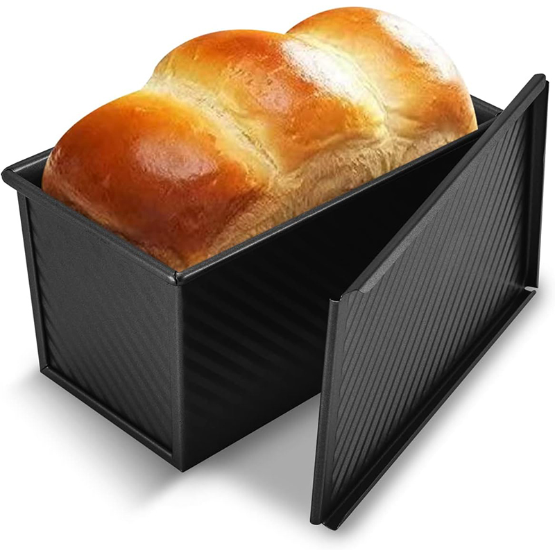 Non-Stick Pullman Loaf Pan with Lid Carbon Steel Rectangle Corrugated Cake Toast Box Mold Bread Pan