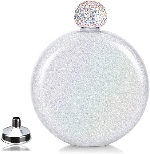 Stainless Steel Hip Flask for Women Chic Portable Wine Alcohol Flask with Rhinestone Cap