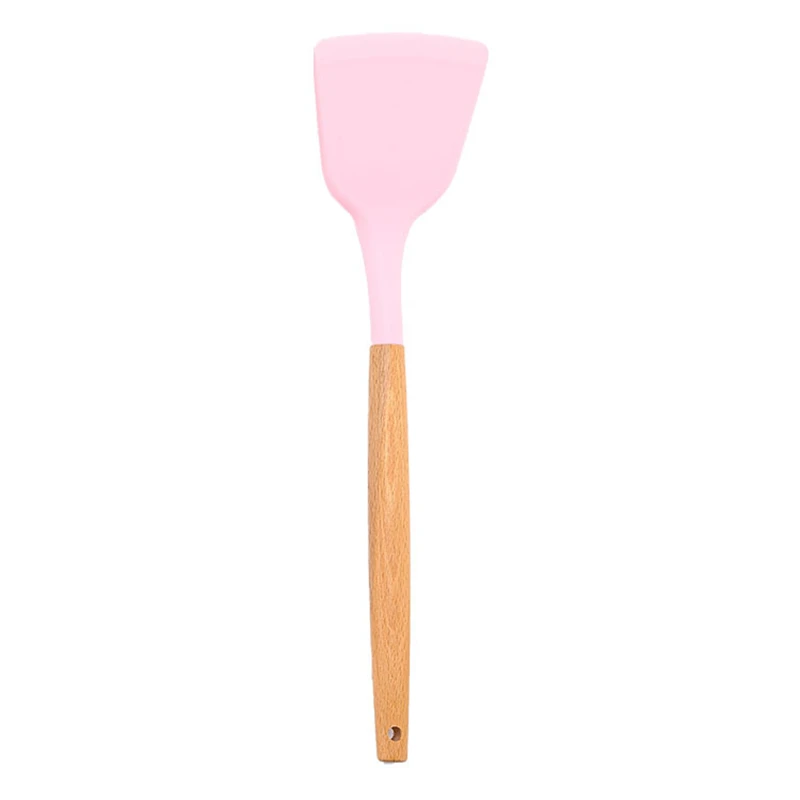 Wooden Turner Silicone Spatula Non Stick Frying Pan Shovel Pancakes Meat Egg Scraper Kitchen Cooking Tool