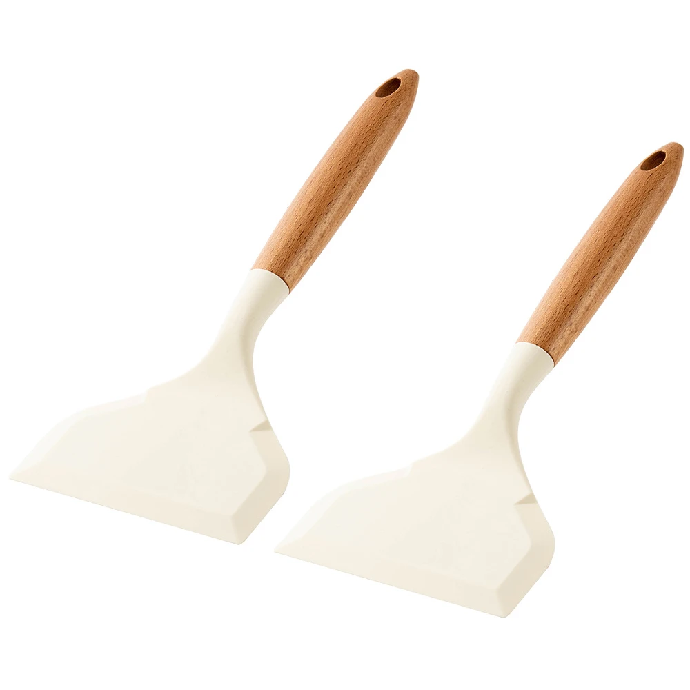 Wide Mouth Tamagoyaki Shovel Silicone Spatula Non-Stick Wooden Handle for Meat and Egg Frying Cooking Tool Kitchen