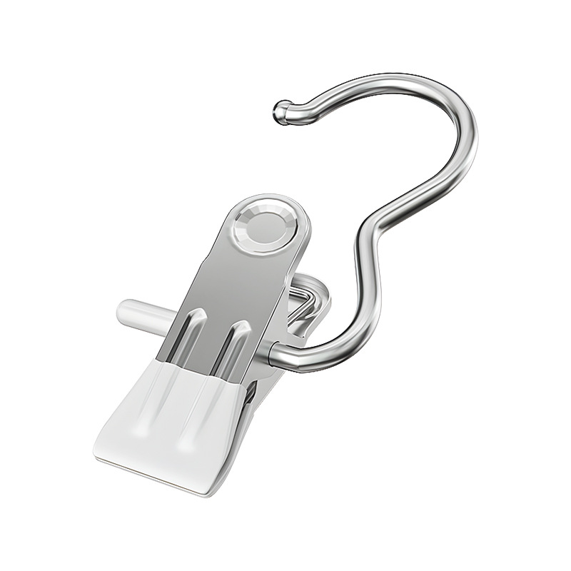 Stainless Steel Adhesive Multifunctional Pants Clip With Hooks For Clothes Drying And Home Storage