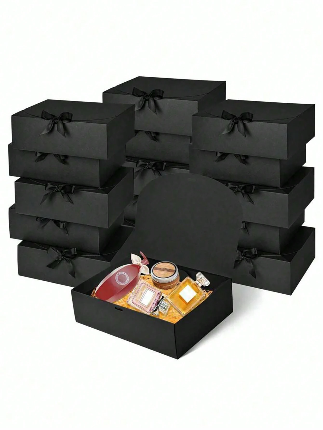 Bridesmaid Proposal Box with Ribbon, Black Gift Box with Lid, Wedding Packaging Box, Groomsmen Proposal Box Present