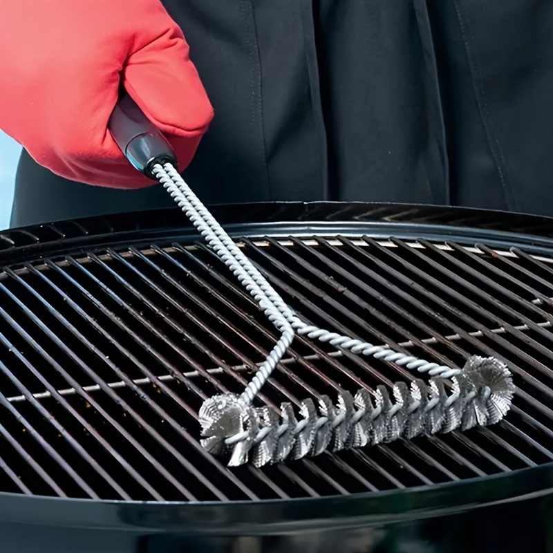 Stainless Steel BBQ Brush for Outdoor Grills Long Handle Curly Grill Cleaner Non-Stick Cleaning Brush Accessories
