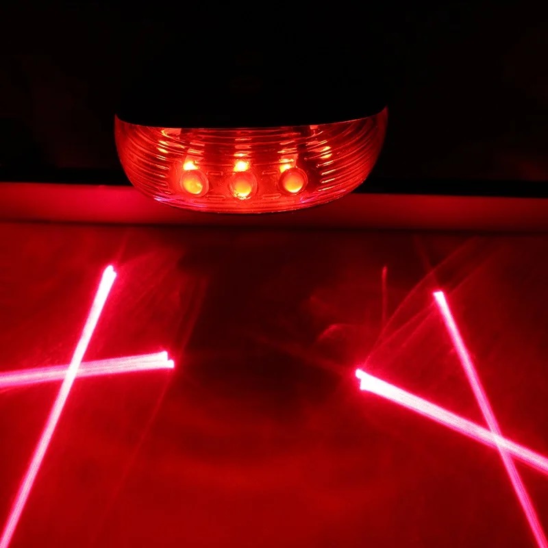 Waterproof Bike Tail Light with Dual Laser Lines and LED Safety Warning