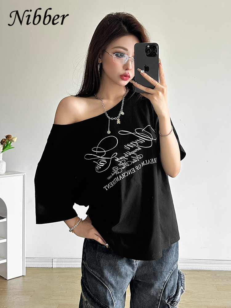Casual Women's T-shirt Trendy Versatile Letter Print Summer Top for Street Style and Everyday Comfort