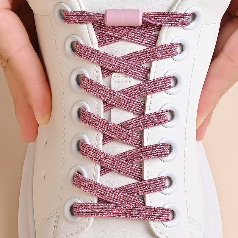 No Tie Elastic Shoelaces with Colorful Pearl Buckle Perfect for Kids & Adults
