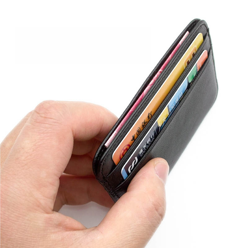 Slim Genuine Sheepskin Wallet for Men Minimalist Thin Card Holder Leather Wallet