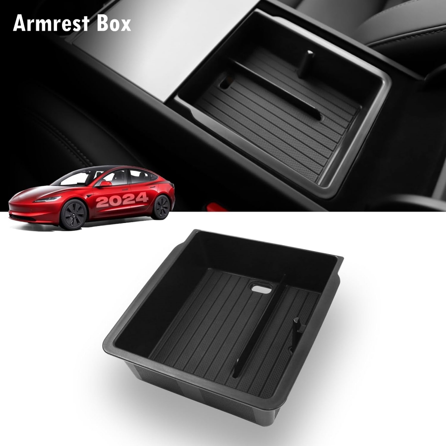 Tesla Model Y Juniper & Model Highland ABS Center Console Organizer Tray Premium Armrest Storage Box Accessories