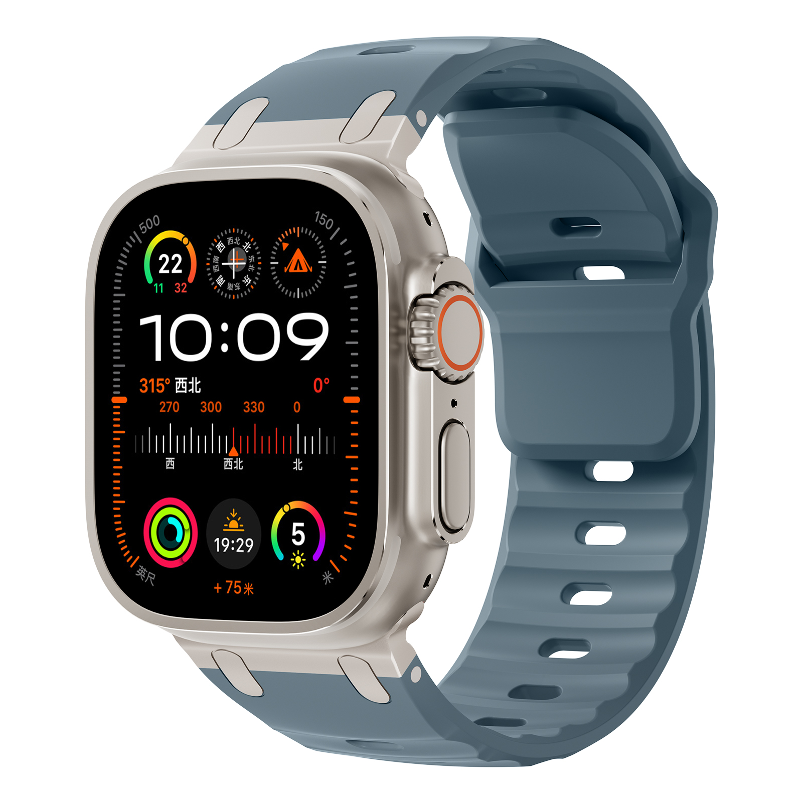 Sport Silicone Strap for Apple Watch Ultra, Stainless Steel Bracelet Band for iWatch Series