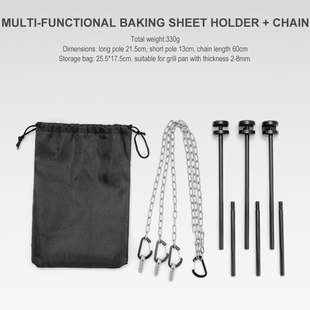 Portable BBQ Triangular Bracket Grill Pot Rack with Adjustable Chain for Outdoor Cooking