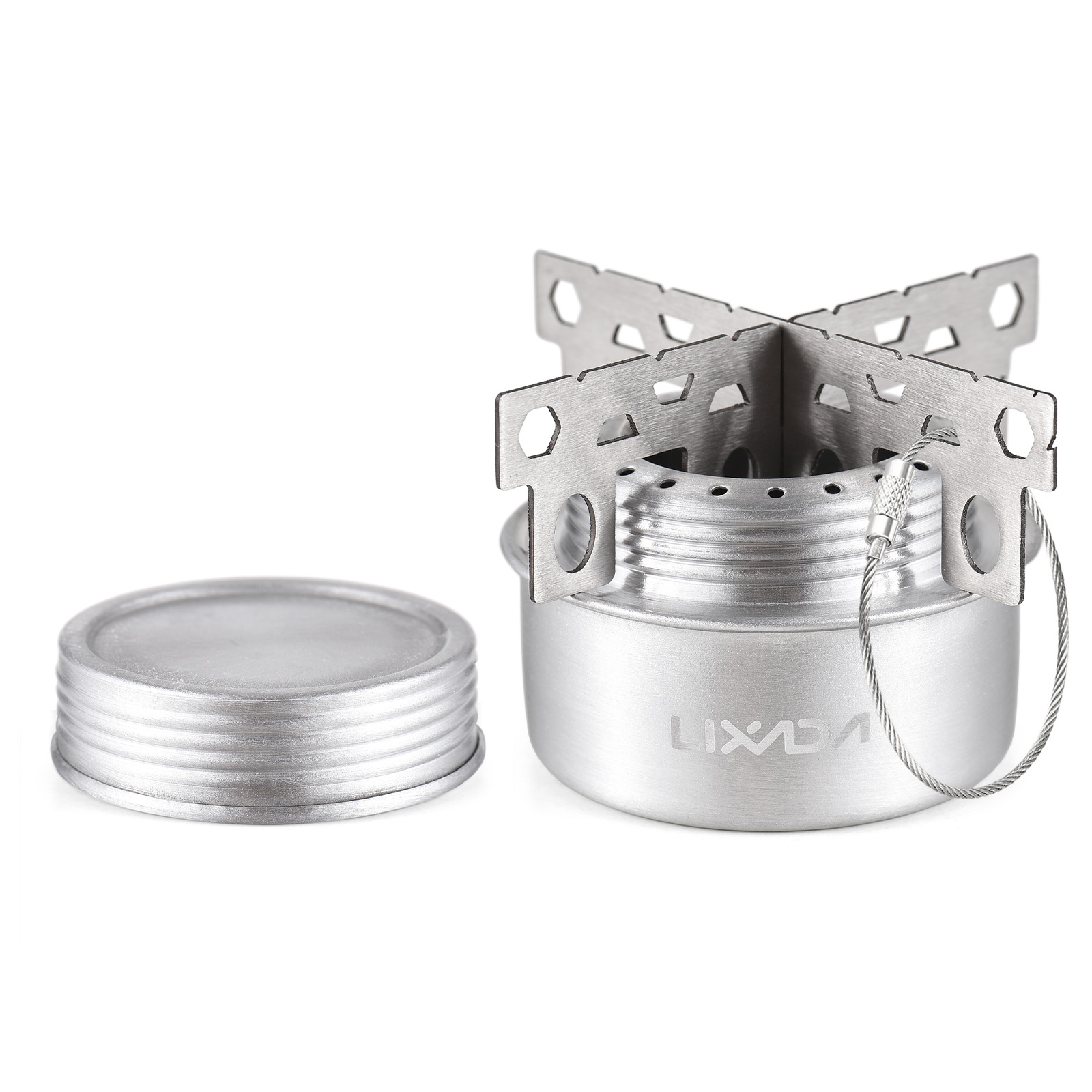 Outdoor Mini Alcohol Stove Lightweight Aluminum Alloy Cooking Stove for Camping, Hiking, and Backpacking with Lid