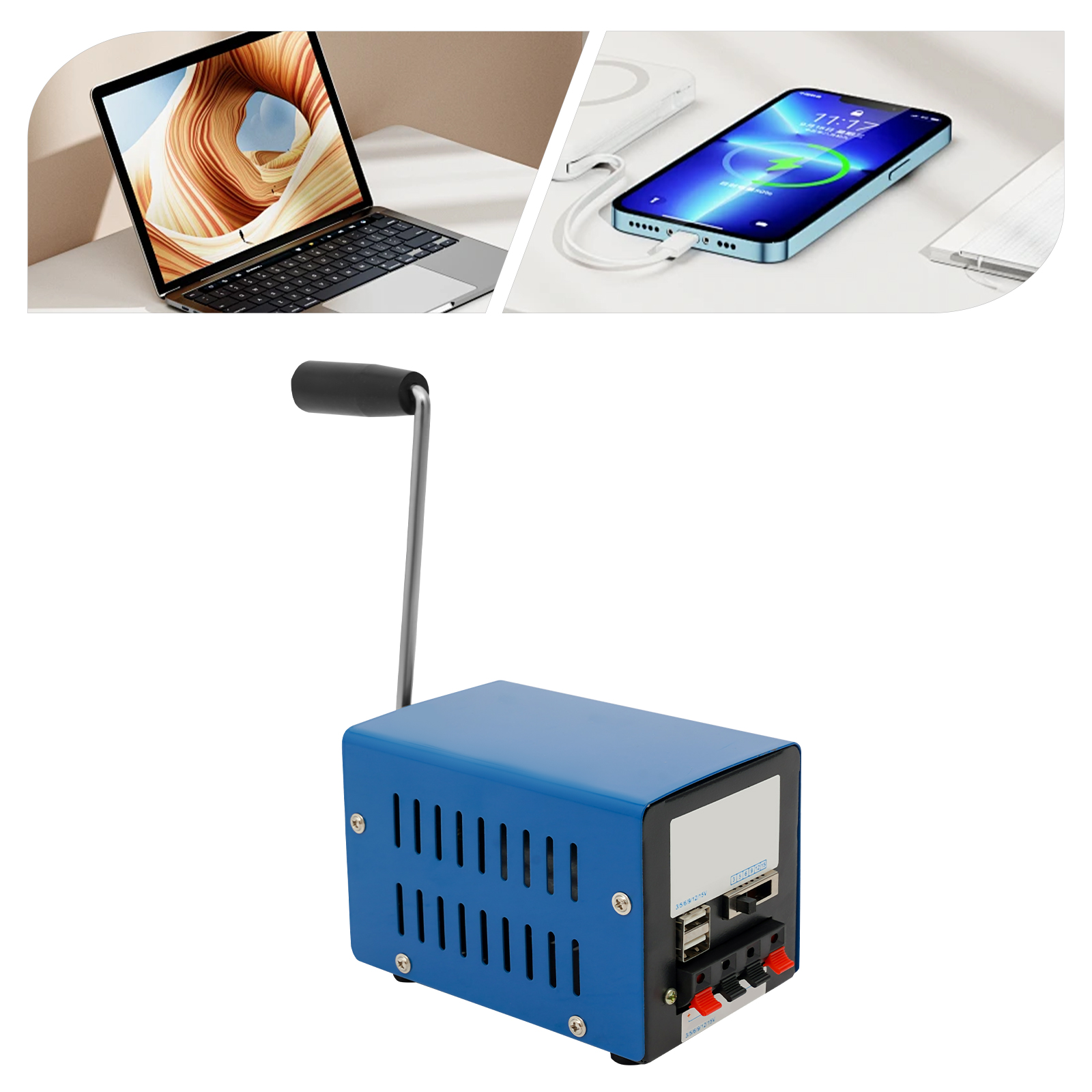 Portable Manual Hand Crank Generator Emergency USB Charging for Travel, Camping & Survival