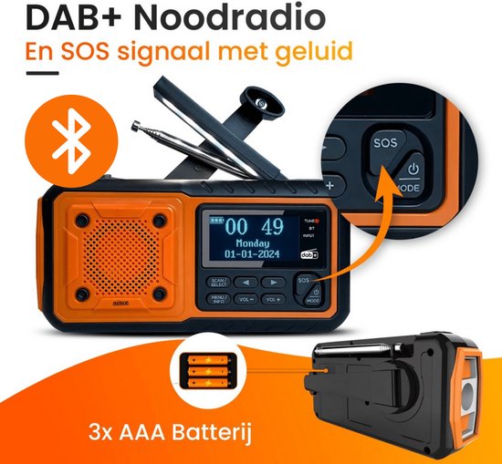Solar Crank Emergency Radio with Power Bank Bluetooth Torch