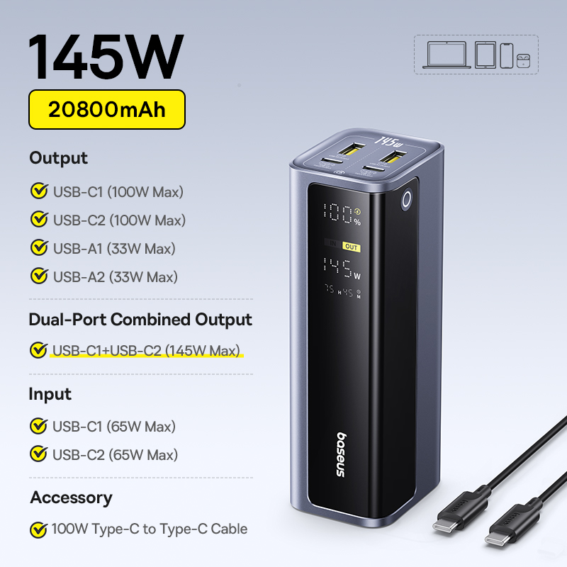 USB C power bank Portable Charger for Laptop & Phone