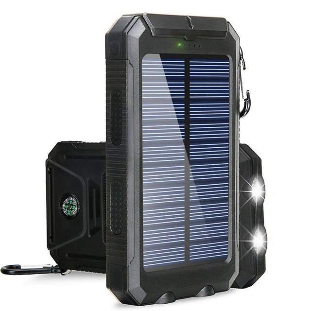 Solar Power Bank Portable Charger Power Bank with Strong LED Flashlight & External Battery Charger