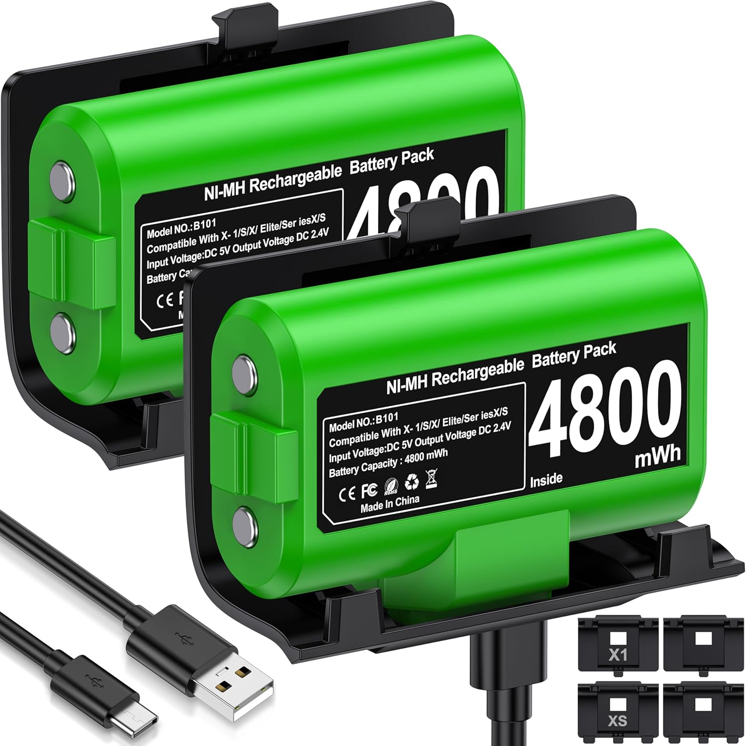 Rechargeable Xbox Controller Battery Pack with USB-C Charger