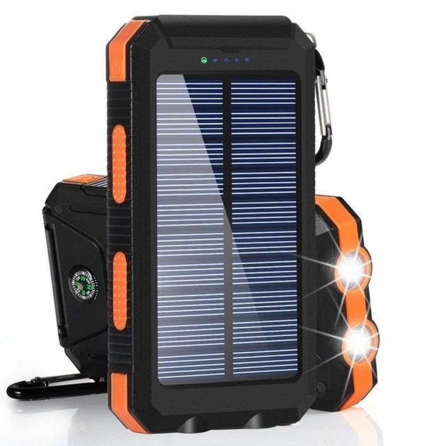 Solar Power Bank High-Capacity Portable Charger with LED Light