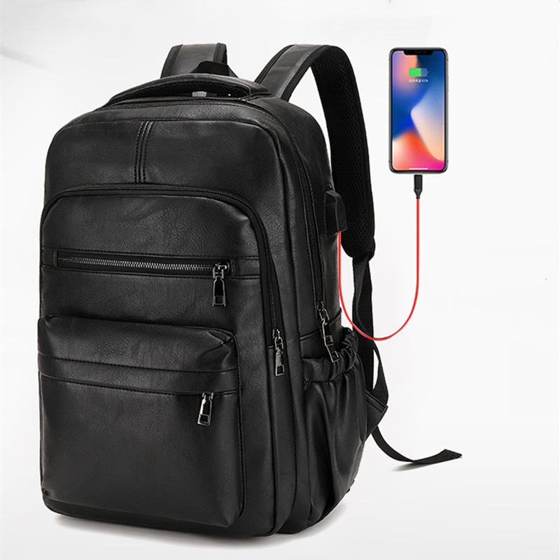 USB Charging Leather Laptop Backpack Men | Inspire Uplift