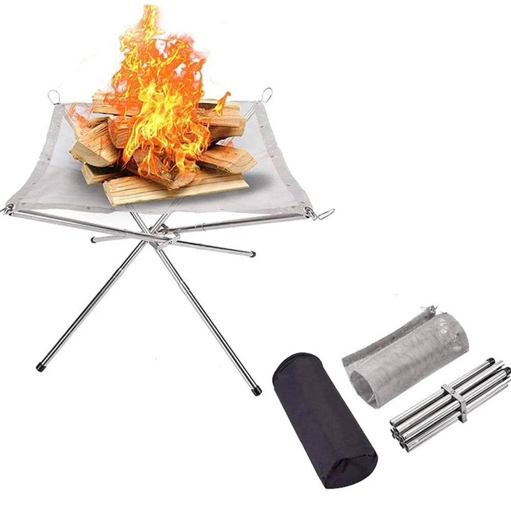 Portable Camping Fire Pit Rack Stainless Steel Mesh | Inspire Uplift