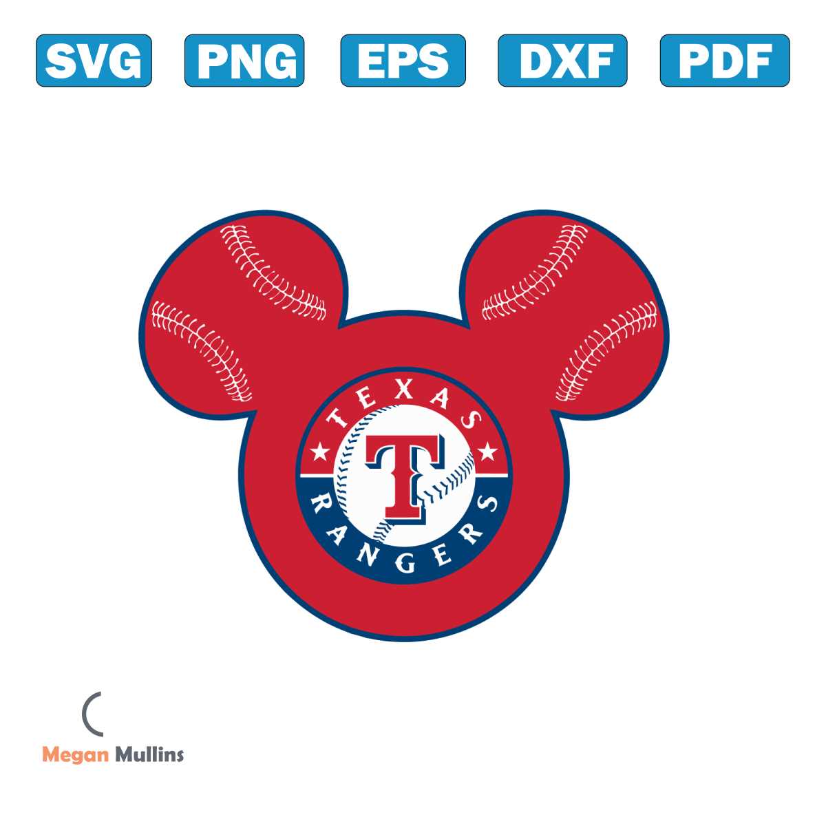 Mickey Mouse Head Texas Rangers SVG | Inspire Uplift