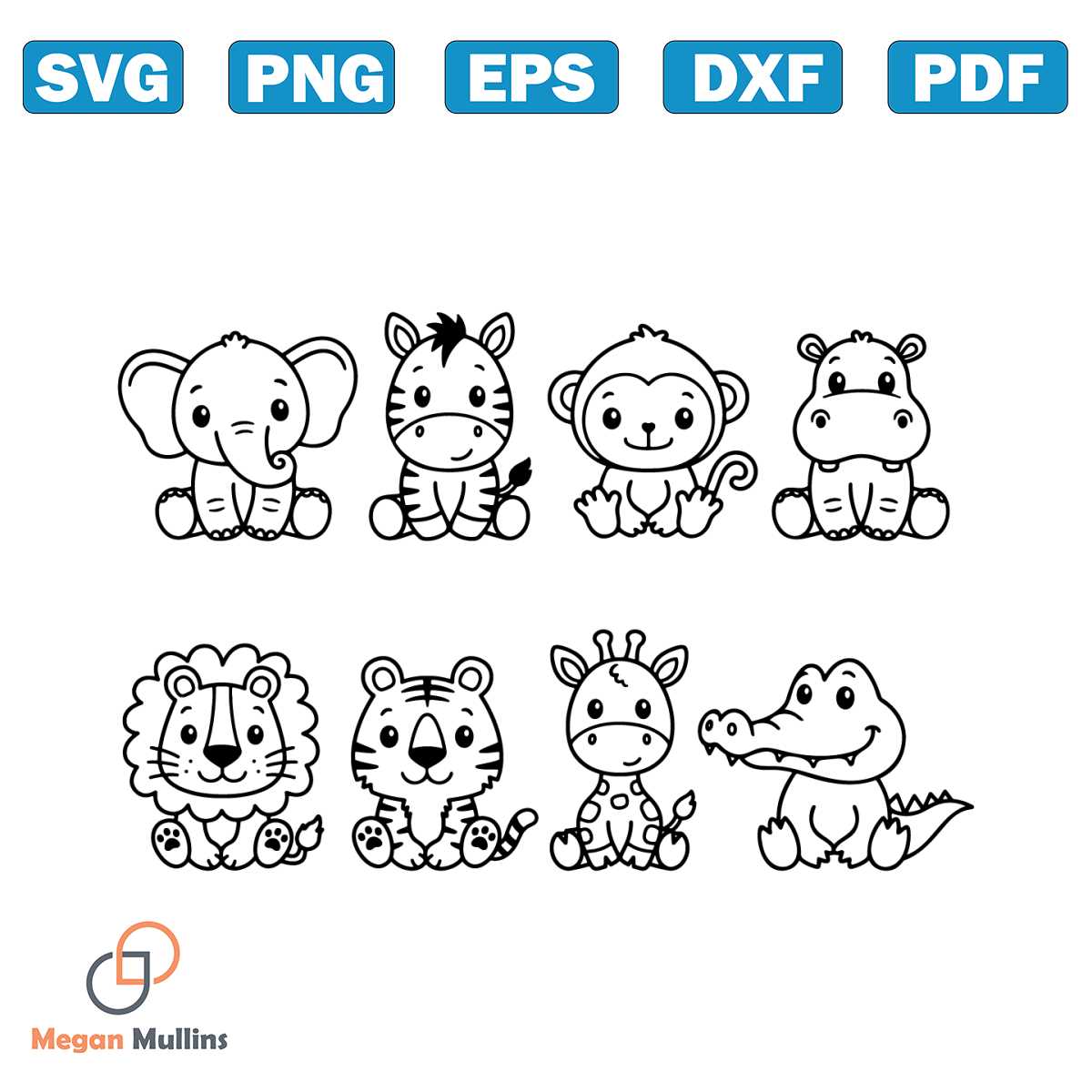 Safari animals outline SVG Cute african jungle animal cut fi | Inspire ...