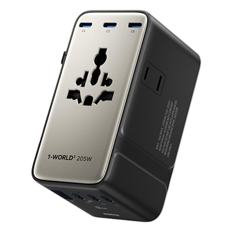 Universal Travel GaN Charger 7 Port Fast Charging Adapter with Dual AC