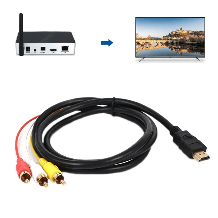 HDMI to AV RCA Cable Gold Plated Adapter for TV Audio Video Conversion