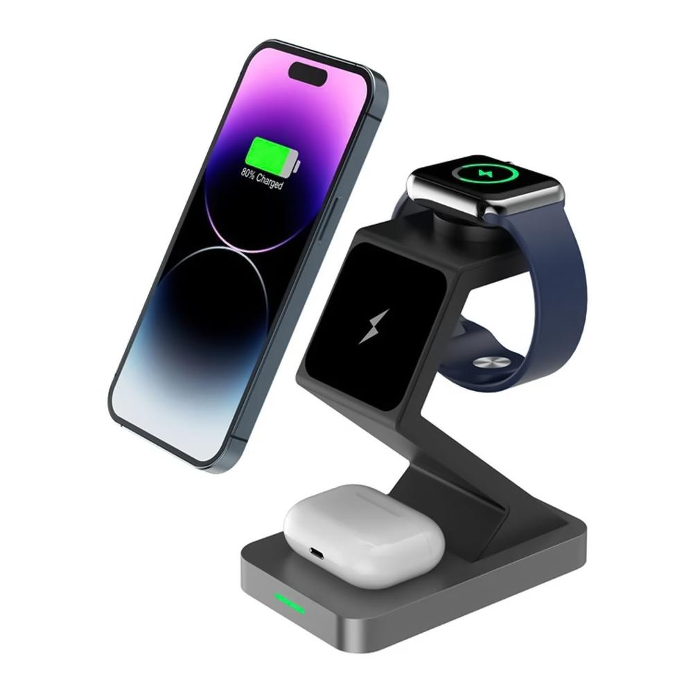 X3 Magnetic 3-in-1 Wireless Charging Station 15W Fast Charger for iPhone Apple Watch AirPods