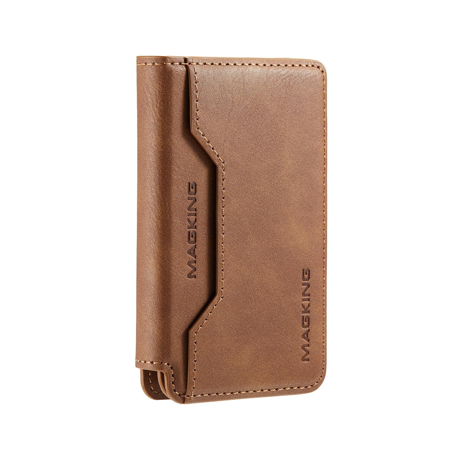 MagSafe RFID Card Holder Wallet with Leather Tri-Fold Magnetic Phone Stand