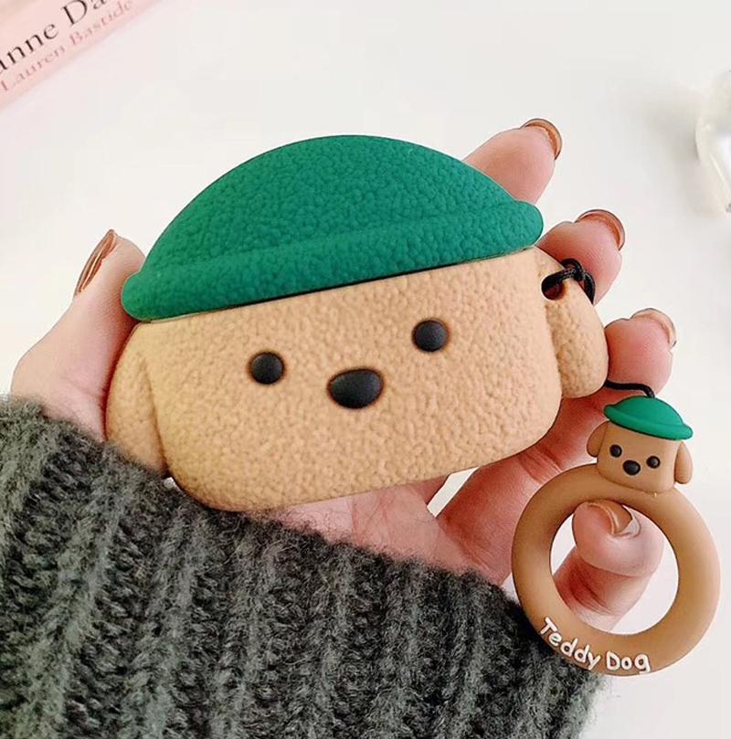 Teddy Dog AirPods Pro case Cute Protective Cover for Apple AirPods Pro Off White