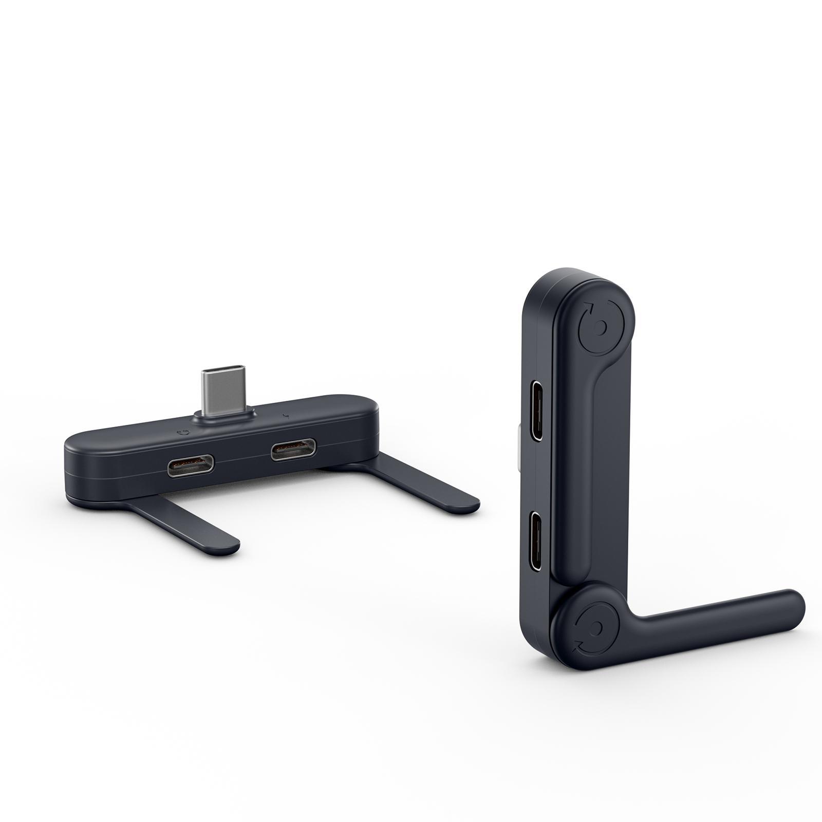 Foldable USB C Splitter Adapter with Stand Dual Charging and Audio Type C Hub