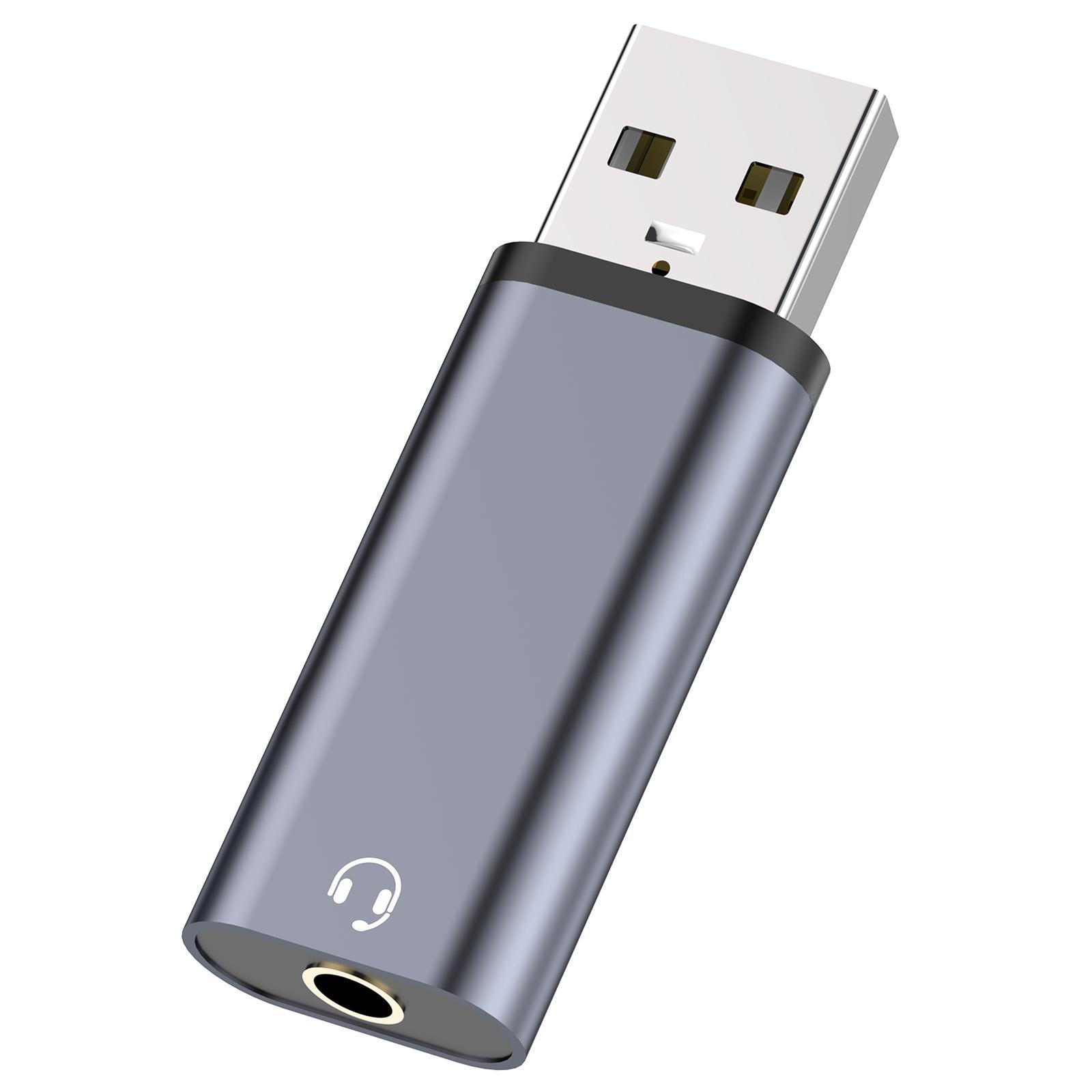 USB to 3.5mm Audio Adapter Cable Portable External Sound Card for Headphones & Speakers