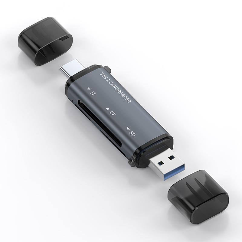 USB C 5 in 1 Card Reader Fast Multi Memory Adapter for Phone Tablet Laptop