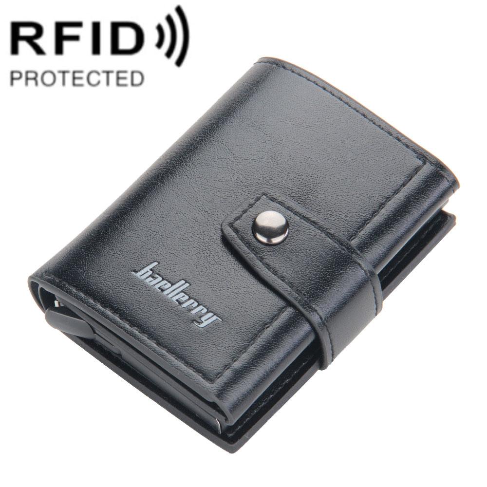 RFID Blocking Pop-Up Card Wallet Slim Aluminum Card Holder with Secure Snap Closure